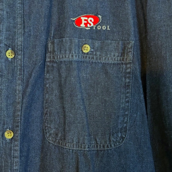 Vintage Coleman Men’s Blue Jean Denim Button Down Shirt Large 100% Cotton Tool - Picture 5 of 10